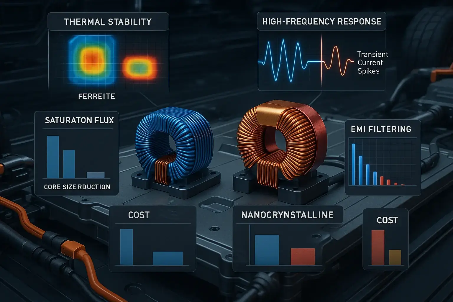 Automotive Inductor Material Selection Guide: Nanocrystalline vs. Ferrite for 800V EV Systems