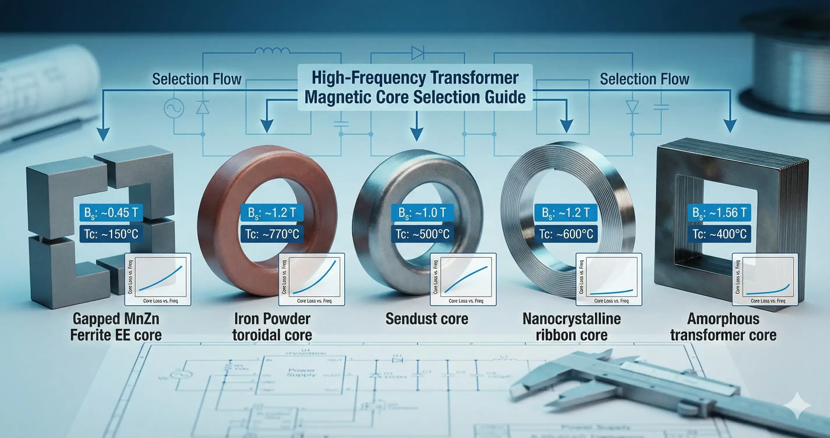 How to Select Magnetic Core Materials for High-Frequency Transformers: Complete Engineering Guide