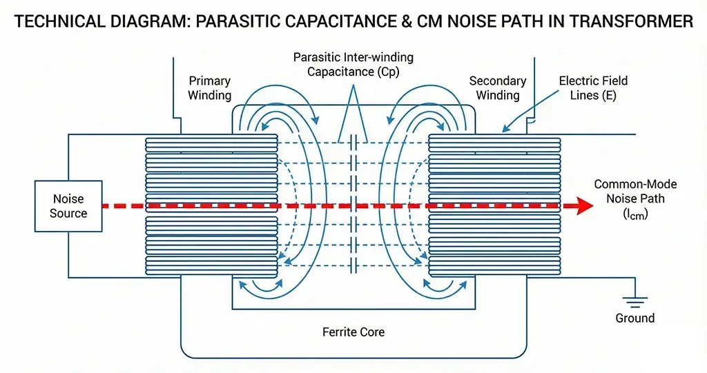 parasitic capacitance between transformer windings