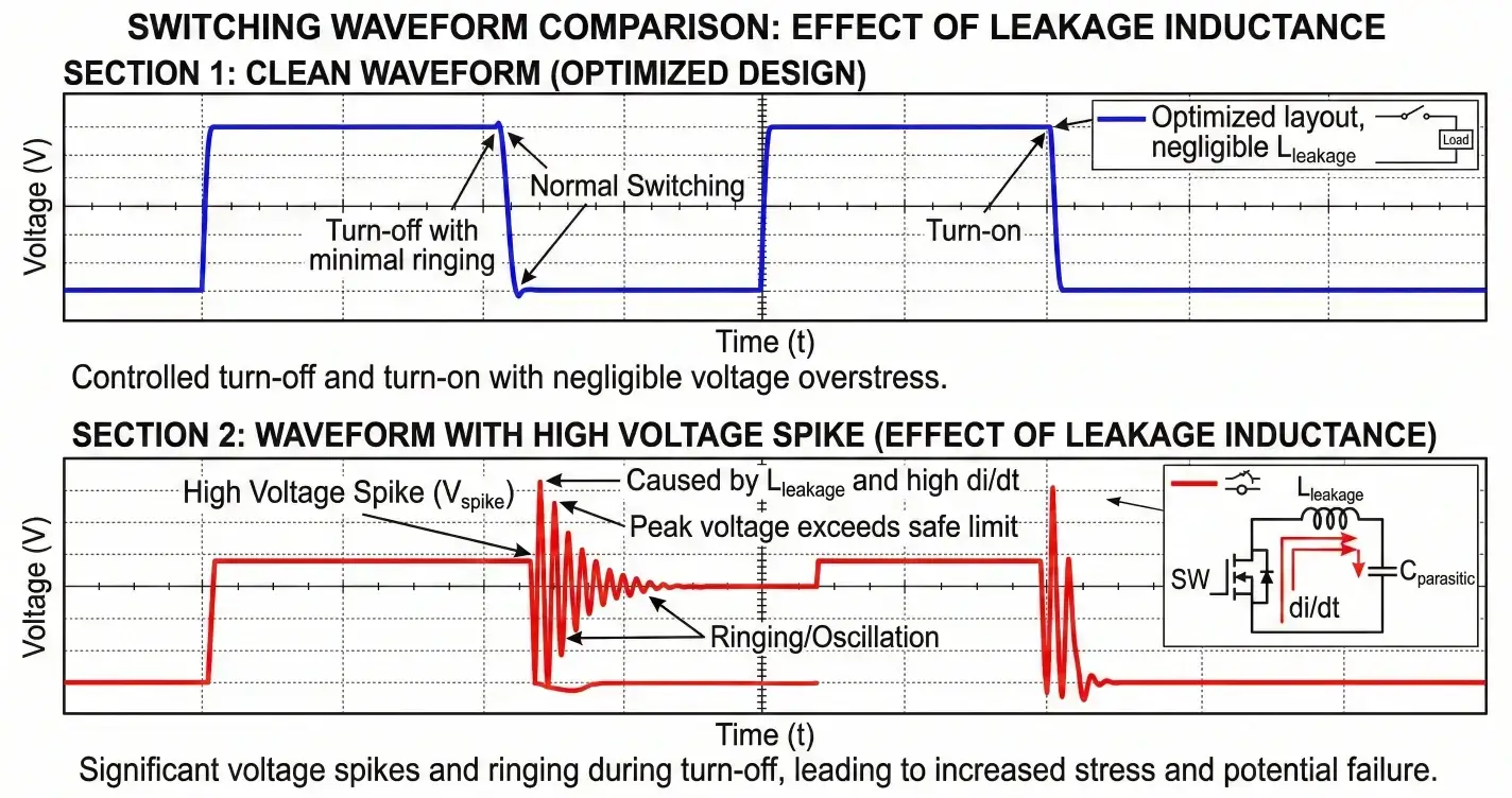 leakage inductance spike waveform